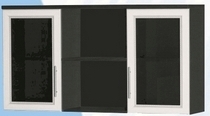 Антресоль большая с двумя стеклодверями ДЛЯ ГОСТИНОЙ АБС-2 Венге/Дуб выбеленный в Колпашево - kolpashevo.katalogmebeli.com | фото