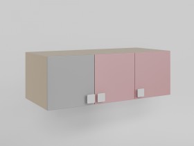 Антресоль на шкаф 3-х створчатый (Розовый/Серый/корпус Клен) в Колпашево - kolpashevo.katalogmebeli.com | фото