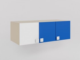 Антресоль на шкаф 3-х створчатый Скай люкс (Синий/Белый/корпус Клен) в Колпашево - kolpashevo.katalogmebeli.com | фото
