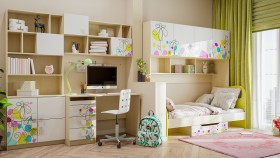 Детская комната Флёр (Белый/корпус Клен) в Колпашево - kolpashevo.katalogmebeli.com | фото