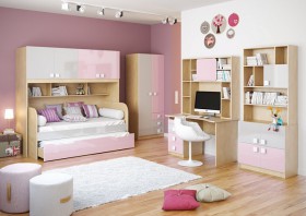 Детская комната Грэйси (Розовый/Серый/корпус Клен) в Колпашево - kolpashevo.katalogmebeli.com | фото 2
