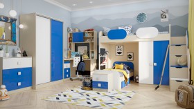 Детская комната Скай Люкс (Синий/Белый/корпус Клен) в Колпашево - kolpashevo.katalogmebeli.com | фото 5