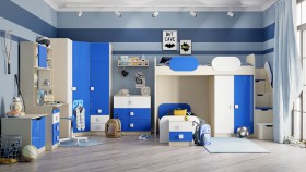 Детская комната Скай Люкс (Синий/Белый/корпус Клен) в Колпашево - kolpashevo.katalogmebeli.com | фото 7