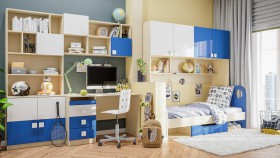 Детская комната Скай Люкс (Синий/Белый/корпус Клен) в Колпашево - kolpashevo.katalogmebeli.com | фото 9