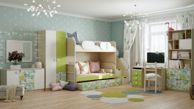 Детская комната Твит (Белый/Зеленый/корпус Клен) в Колпашево - kolpashevo.katalogmebeli.com | фото 4