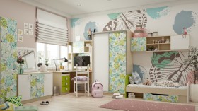 Детская комната Твит (Белый/Зеленый/корпус Клен) в Колпашево - kolpashevo.katalogmebeli.com | фото