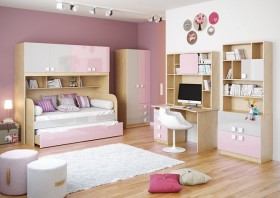 Диван-кровать Грэйси (Розовый/Серый/корпус Клен) в Колпашево - kolpashevo.katalogmebeli.com | фото 3