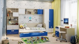 Диван-кровать Скай люкс (Синий/Белый/корпус Клен) в Колпашево - kolpashevo.katalogmebeli.com | фото 2