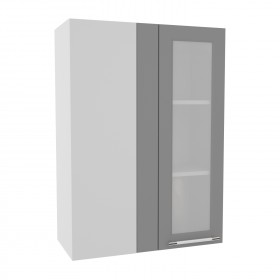 Гарда ВПУС 650 шкаф верхний угловой со стеклом высокий (Белый/корпус Серый) в Колпашево - kolpashevo.katalogmebeli.com | фото