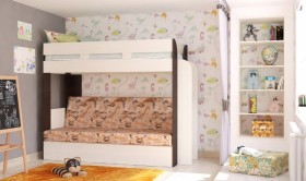 Кровать с диваном 75 Карамель Атлант (Венге Магия /Сосна Карелия/Савана) в Колпашево - kolpashevo.katalogmebeli.com | фото