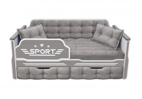 Кровать 160 серии Спорт 2 ящика 45 Серый (подушки) в Колпашево - kolpashevo.katalogmebeli.com | фото