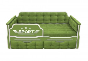 Кровать 160 серии Спорт 2 ящика 76 Зелёный (мягкие боковые накладки) в Колпашево - kolpashevo.katalogmebeli.com | фото