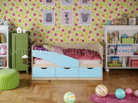 Кровать Бабочки 1,6м (Голубой матовый) в Колпашево - kolpashevo.katalogmebeli.com | фото
