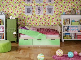 Кровать Бабочки 1,6м (Салатовый металлик) в Колпашево - kolpashevo.katalogmebeli.com | фото