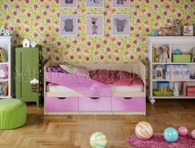 Кровать Бабочки 1,6м (Сиреневый металлик) в Колпашево - kolpashevo.katalogmebeli.com | фото