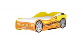 Кровать одноместная  Авто-3-2 (без матраса) с рисунком Такси Желтый в Колпашево - kolpashevo.katalogmebeli.com | фото 2