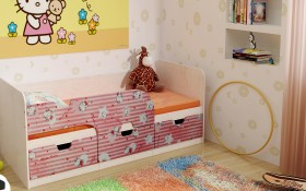 Кровать детская Минима Лего 1,86м с ящиками (дуб атланта/лиловый сад) в Колпашево - kolpashevo.katalogmebeli.com | фото 4