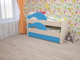 Кровать детская Радуга 1600 Млечный дуб/Голубой в Колпашево - kolpashevo.katalogmebeli.com | фото