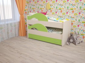 Кровать детская Радуга 1600 Млечный дуб/Салатовый в Колпашево - kolpashevo.katalogmebeli.com | фото