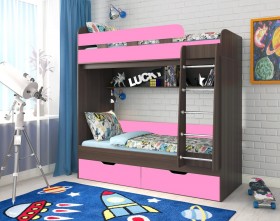 Кровать двухъярусная Юниор-5  Бодего/Розовый в Колпашево - kolpashevo.katalogmebeli.com | фото