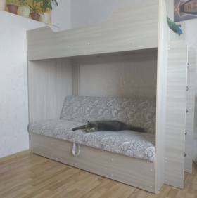 Кровать двухъярусная с диваном (Беленый дуб) в Колпашево - kolpashevo.katalogmebeli.com | фото