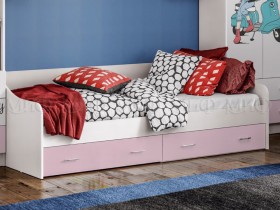 Кровать Fashion-1 Вега 0,9 м (Белый/Розовый) в Колпашево - kolpashevo.katalogmebeli.com | фото