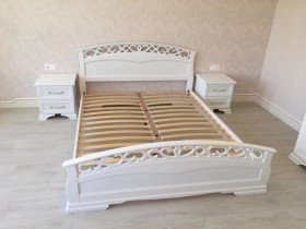 Кровать Грация-1 из массива сосны 1600*2000 Белый античный в Колпашево - kolpashevo.katalogmebeli.com | фото 9