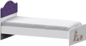 Кровать Каспер с мягкой спинкой и фотопечатью (800х1900)Белый/Фиолетовый в Колпашево - kolpashevo.katalogmebeli.com | фото