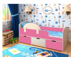 Кровать Малыш-мини Дуб молочный/Розовый в Колпашево - kolpashevo.katalogmebeli.com | фото