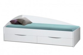 Кровать одинарная Фея - 3 (асимметричная) (2000х900) New/(белый / белый / ДВПО белый) в Колпашево - kolpashevo.katalogmebeli.com | фото