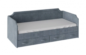 Кровать с мягкой обивкой и ящиками «Кантри» Тип 1 (900) (Замша синяя) в Колпашево - kolpashevo.katalogmebeli.com | фото