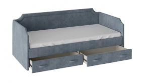 Кровать с мягкой обивкой и ящиками «Кантри» Тип 1 (900) (Замша синяя) в Колпашево - kolpashevo.katalogmebeli.com | фото 2