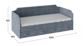 Кровать с мягкой обивкой и ящиками «Кантри» Тип 1 (900) (Замша синяя) в Колпашево - kolpashevo.katalogmebeli.com | фото 3