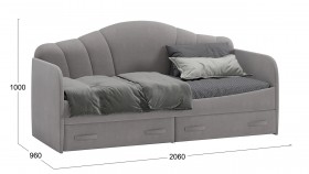 Кровать с мягкой спинкой и ящиками «Сабрина» 900 Светло-серый в Колпашево - kolpashevo.katalogmebeli.com | фото 3
