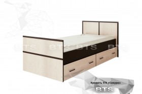 Кровать Сакура с настилом и ящиками 0,9 (Венге/Лоредо) в Колпашево - kolpashevo.katalogmebeli.com | фото