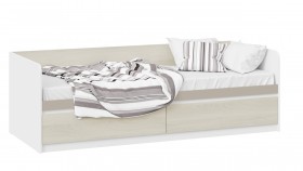 Кровать «Сканди» с 2 ящиками Дуб Гарден/Белый/Глиняный серый в Колпашево - kolpashevo.katalogmebeli.com | фото