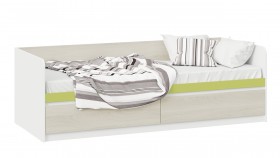 Кровать «Сканди» с 2 ящиками Дуб Гарден/Белый/Зеленый в Колпашево - kolpashevo.katalogmebeli.com | фото
