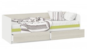 Кровать «Сканди» с 2 ящиками Дуб Гарден/Белый/Зеленый в Колпашево - kolpashevo.katalogmebeli.com | фото 2