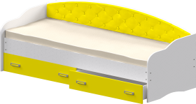 Кровать Софа-7 с мягкой спинкой (800х1900) Белый/Желтый в Колпашево - kolpashevo.katalogmebeli.com | фото 1
