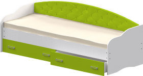 Кровать Софа-7 с мягкой спинкой (800х1900) Белый/Лайм в Колпашево - kolpashevo.katalogmebeli.com | фото 1