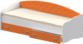 Кровать Софа-7 с мягкой спинкой (800х1900) Белый/Оранжевый в Колпашево - kolpashevo.katalogmebeli.com | фото