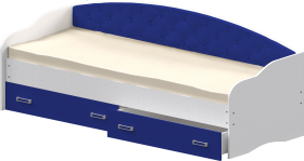 Кровать Софа-7 с мягкой спинкой (800х1900) Белый/Синий в Колпашево - kolpashevo.katalogmebeli.com | фото