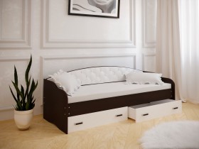 Кровать Софа-7 с мягкой спинкой (800х1900) Венге/ Белый в Колпашево - kolpashevo.katalogmebeli.com | фото