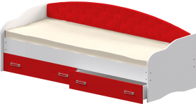 Кровать Софа-8 с мягкой спинкой (900х1900) Белый/Красный в Колпашево - kolpashevo.katalogmebeli.com | фото