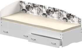 Кровать Софа-9 с мягкой спинкой с рисунком Милана (900х1900) Белый в Колпашево - kolpashevo.katalogmebeli.com | фото