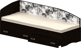 Кровать Софа-9 с мягкой спинкой с рисунком Милана (900х1900) Венге в Колпашево - kolpashevo.katalogmebeli.com | фото