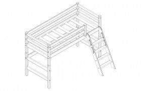 Кровать Соня вариант 6 полувысокая с наклонной лестницей Белый полупрозрачный в Колпашево - kolpashevo.katalogmebeli.com | фото 3