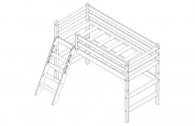 Кровать Соня вариант 6 полувысокая с наклонной лестницей Белый полупрозрачный в Колпашево - kolpashevo.katalogmebeli.com | фото 4