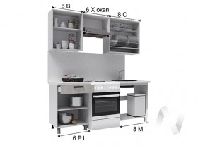 Кухня Салли 2.0 м с окапом (белый/сандал белый, серый/26 мм/дуб вотан) в Колпашево - kolpashevo.katalogmebeli.com | фото 3
