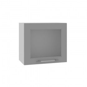 Квадро ВПГС 500 шкаф верхний горизонтальный со стеклом высокий (Белая кожа/корпус Серый) в Колпашево - kolpashevo.katalogmebeli.com | фото